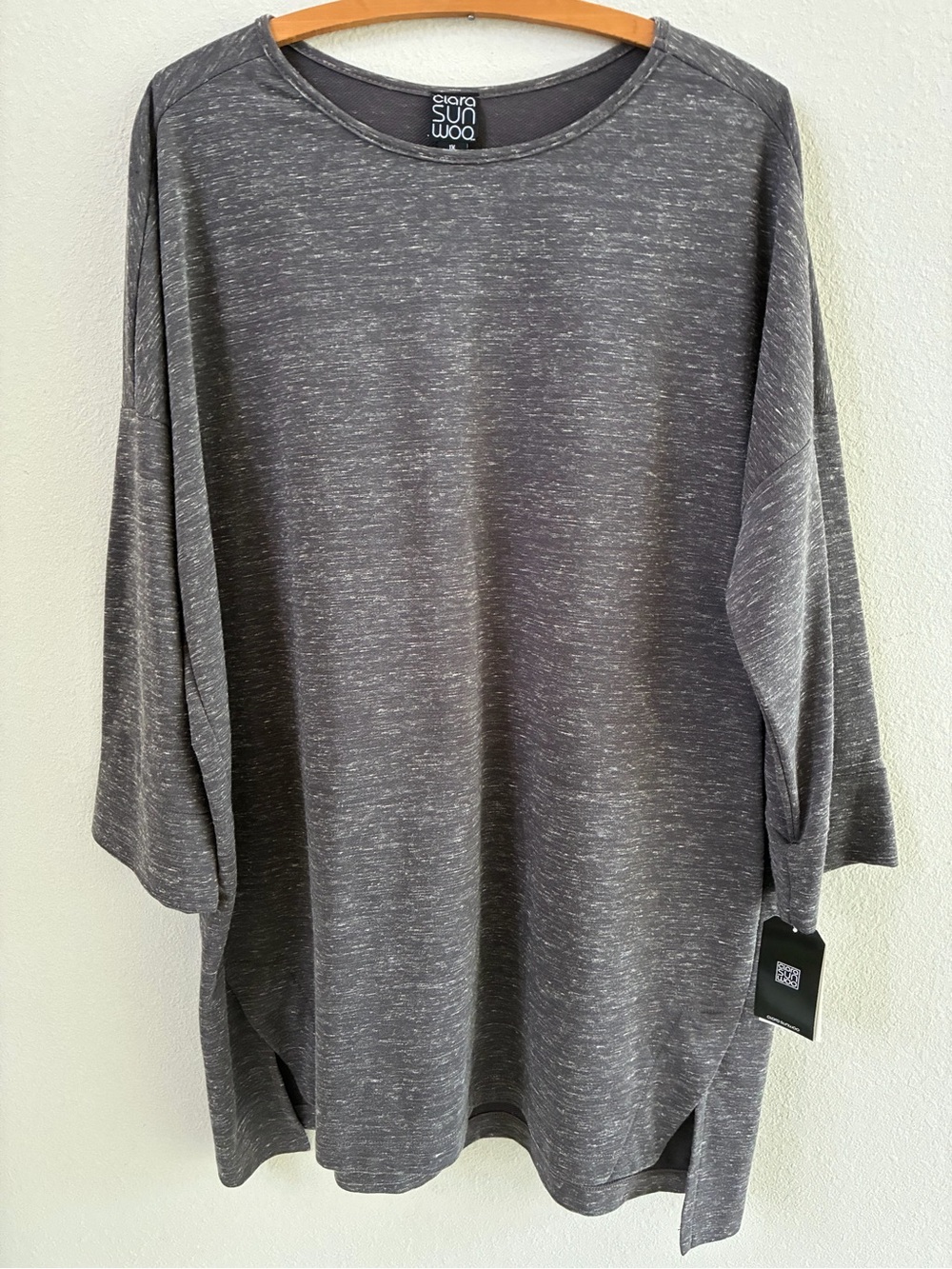 NWT Clara Sun Woo Modern Envelope Hem Charcoal Gray Tunic Size 1X
